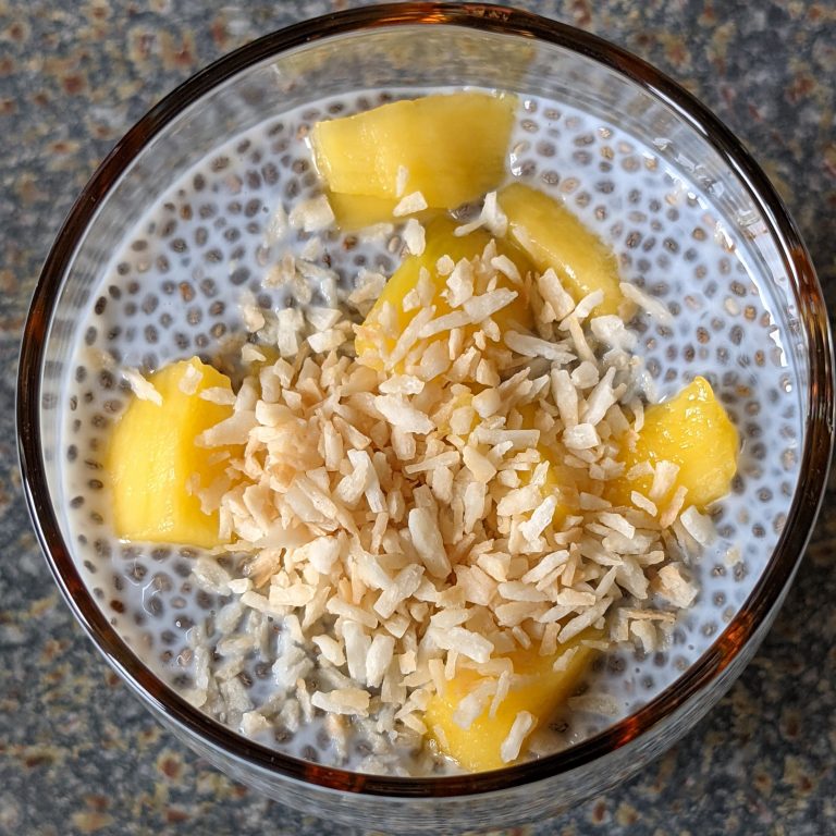 Easy Mango Chia Pudding with Coconut Flakes