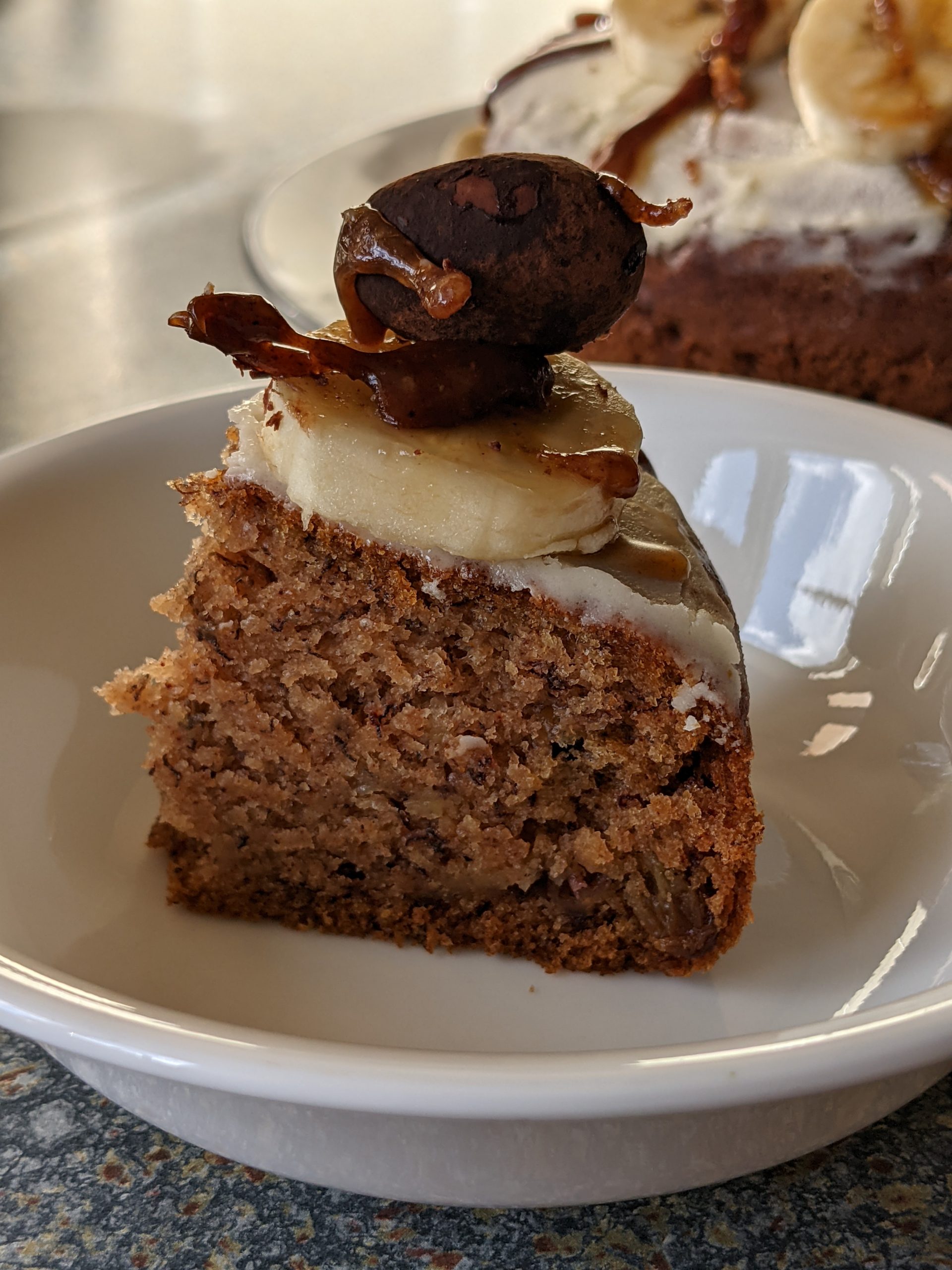 banana-vegan-walnut-cake-vanilla-frosting-sultanas-raisins-salted-caramel-eggless-cake-vegan-cake-recipes