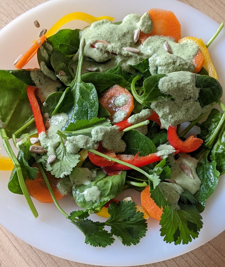 Easy Sunflower Seed Salad Dressing With Salad Vegan Vegetarian Recipe