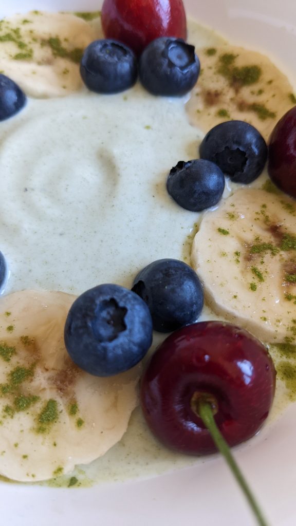 moringa-lemon-yoghurt-bowl-with-banana-blueberries-and-cherries-refreshing-summer-breakfast-healthy-protein-packed-desserts