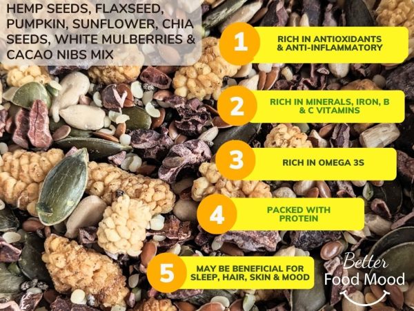 hemp-seeds-flaxseed-sunflower-seeds-pumpkin-seeds-chia-seeds-dried-white-mulberries-raw-cacao-nibs-mix-140g-oatmeal-porridge-toppings-seeds-mix-buy-online-uk
