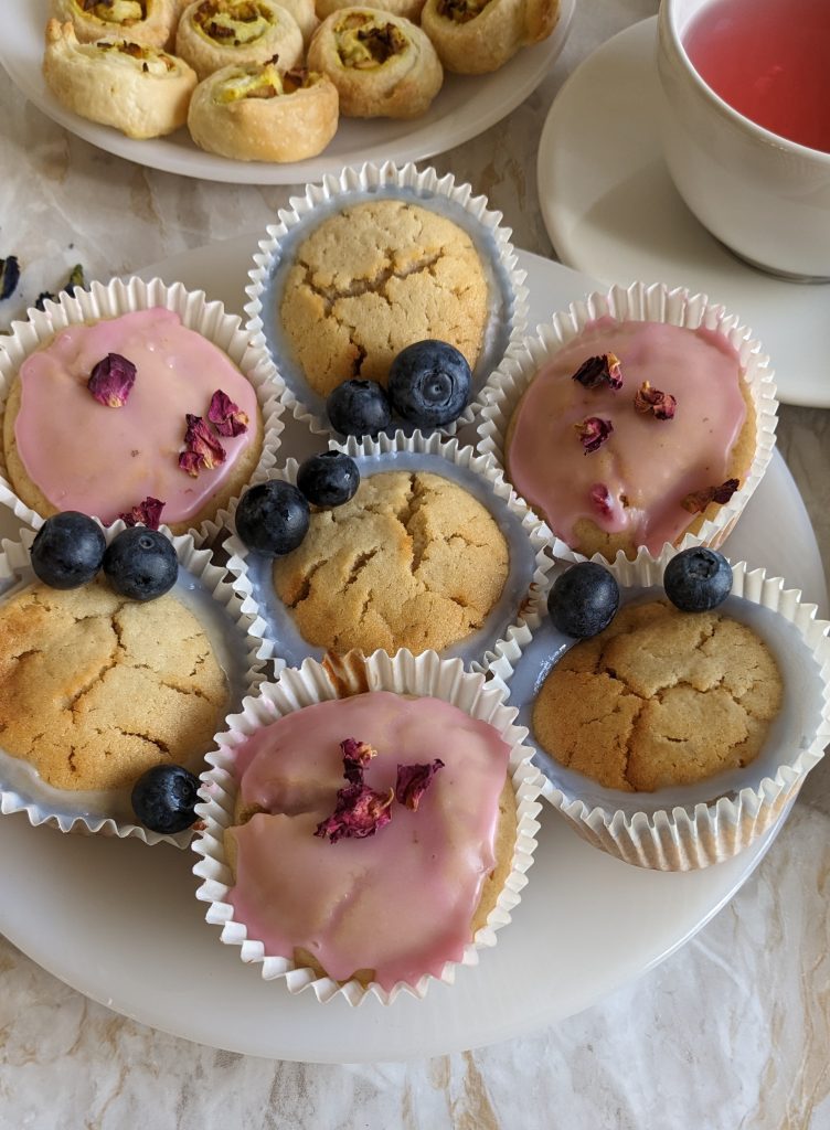 coronation-cupcakes-for-britains-coronation-of-king-charles-iii-using-blue-butterfly-pea-flower-tea-and-hibiscus-and-rose-tea